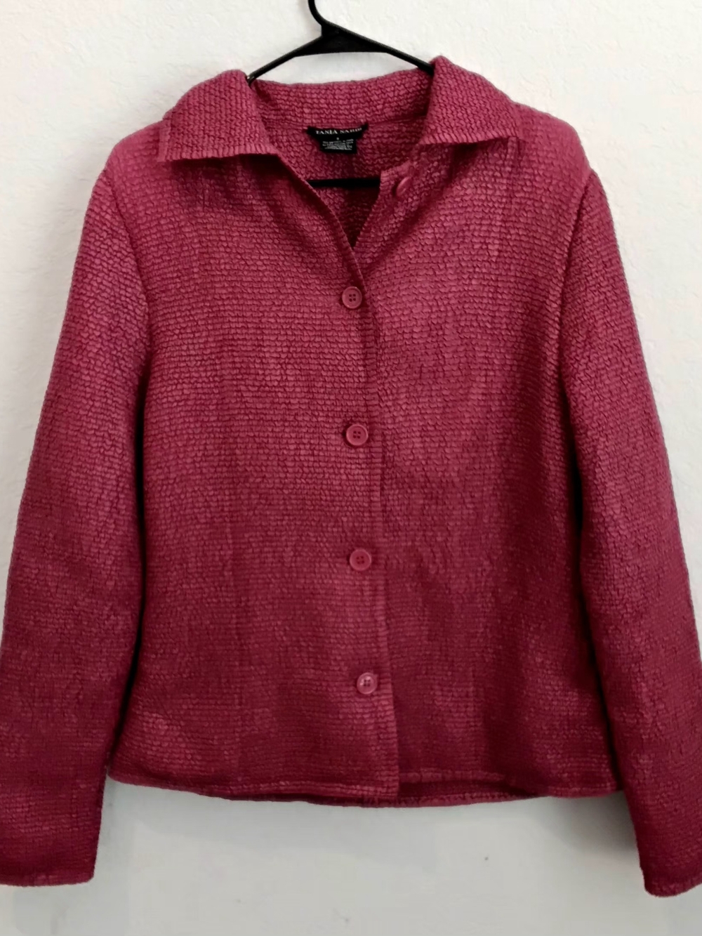 Tania Nardi Pink Dusty Rose Lightweight Button Front Crinkle Jacket Size Small